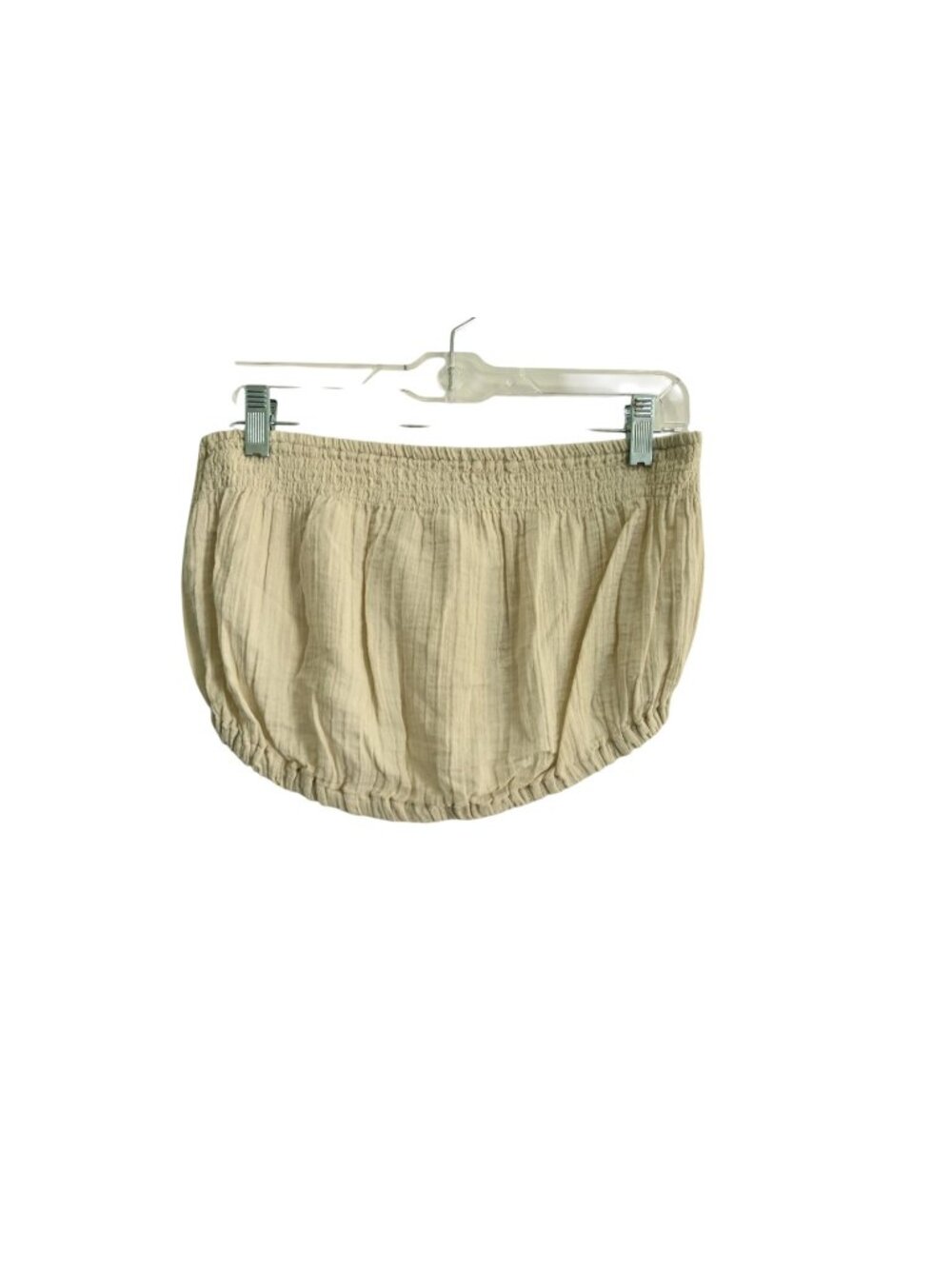 NWT Universal Thread Sz S Tan Crinkle Gauze Strapless Smocked Tube Crop Top